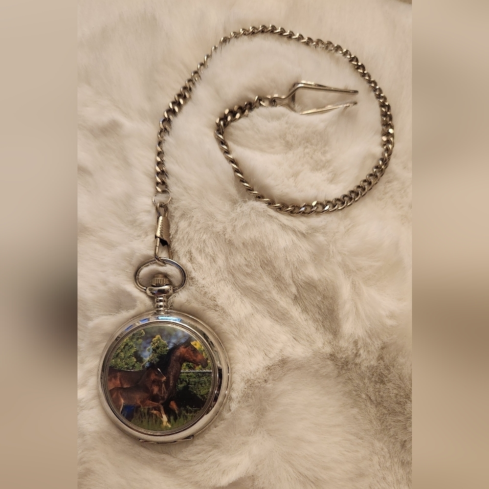 Antique Pocket watch with horse & foal